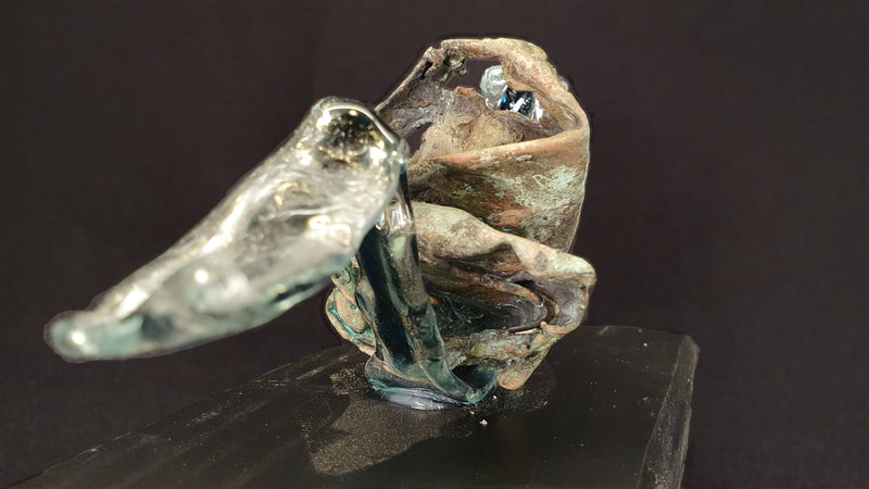 Black Swan (detail) - 18 cm - Bronze & Glass-