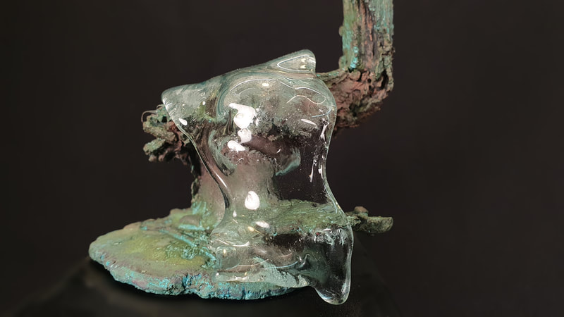 Green Waves (detail) - 19 cm - Bronze & Glass 