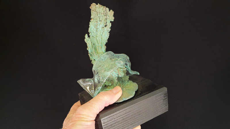 Green Waves - 19 cm - Bronze & Glass